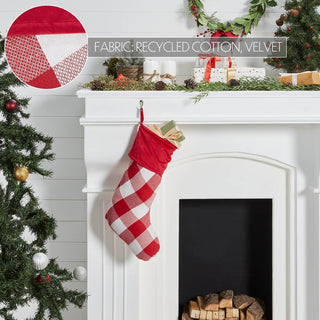 VHC Brands Christmas Decor Annie Red Check Stocking