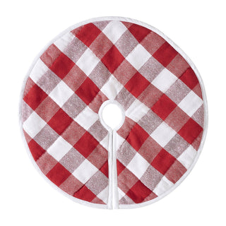VHC Brands Christmas Decor Annie Red Check Tree Skirt 24"