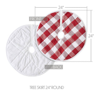 VHC Brands Christmas Decor Annie Red Check Tree Skirt 24"