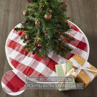 VHC Brands Christmas Decor Annie Red Check Tree Skirt 24"