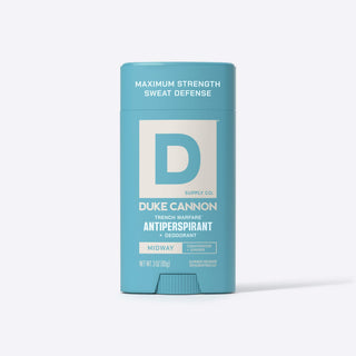Duke Cannon Trench Warfare Antiperspirant Deodorant in Midway scent, cedarwood and ginger, 3oz stick