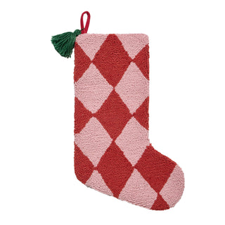 Argyle Red Tassel Hook Stocking