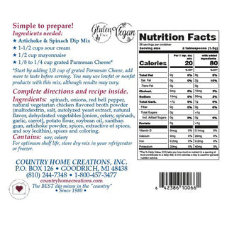 Country Home Creations Snacks Artichoke & Spinach Dip Mix