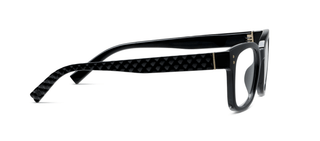 Side view of Peepers Aubrey black eyeglass frames showing textured temple arms with diamond pattern detail