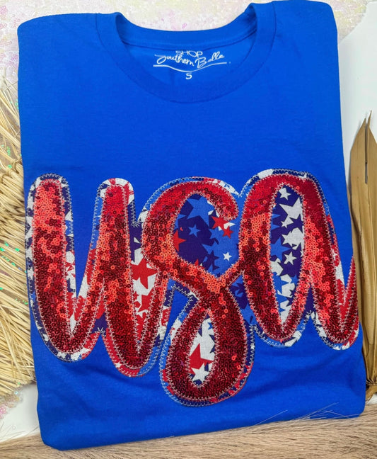 USA Double Layer Sequin Tee