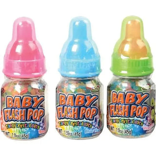 Baby Flash Pop strawberry blue raspberry watermelon candy bottles with pink blue green caps