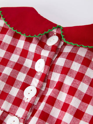 Baby Red Plaid Romper with Tree