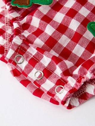 Baby Red Plaid Romper with Tree
