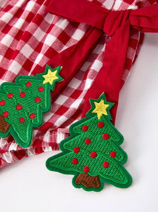 Baby Red Plaid Romper with Tree