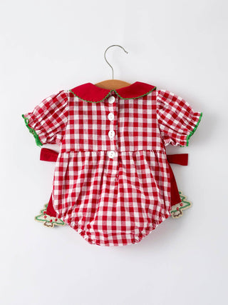 Baby Red Plaid Romper with Tree