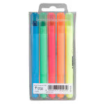 Set of four colorful highlighters in a clear packaging 