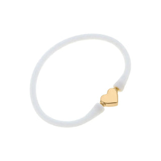Bali Heart Bead Silicone Children's Bracelet in White