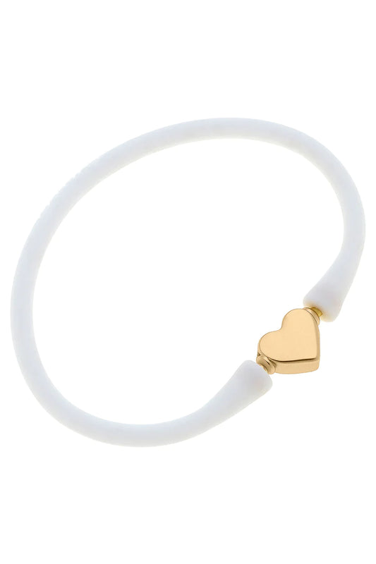 Bali Heart Bead Silicone Children's Bracelet in White