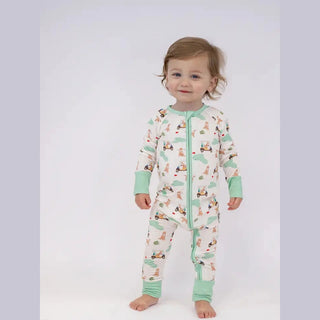 Child wearing a Barks And Birdies Onesie