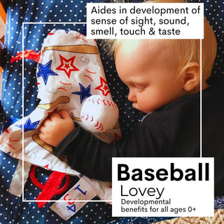 Baby sensory lovey promoting sight sound smell touch taste development