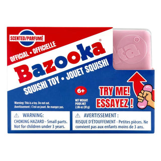 Bazooka scented squishy toy box angled view showing 'ka' logo through window