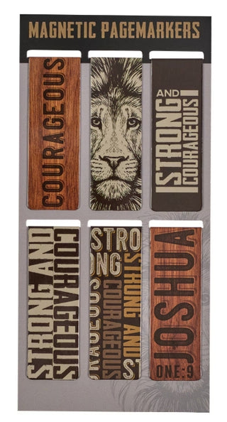 Christian Art Gifts Stationary Strong and Courageous Magnet Bookmark Set