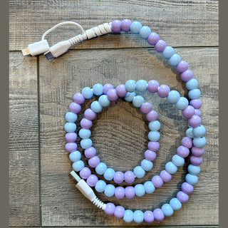 JILLIAN INK LLC Electronics Purple and Blue Beaded Phone Charger with Dual Cables
