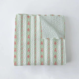 Ida Mae Home Blankets Bella Stripe Sage Quilt