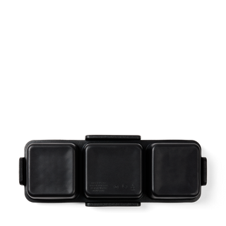 Baby Bento Bogg bag insert in matte black with three compartments, viewed from above.