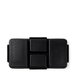 Bottom view of Bogg Bento bag organizer insert in matte black showing four compartments