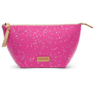 Consuela Berry Large Tool Kit, hot pink cosmetic bag with silver star pattern