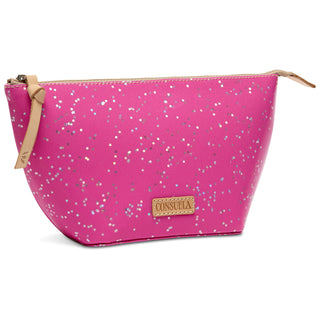 Consuela Berry Large Tool Kit pink cosmetic bag with silver star pattern and zipper