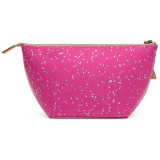 Consuela Berry Large Tool Kit hot pink cosmetic bag with silver star pattern