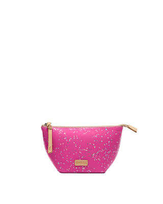 Consuela Berry Medium Tool Kit, hot pink cosmetic pouch with silver star pattern and zip closure