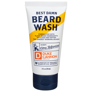 Duke Cannon Best Damn Beard Wash 2 fl oz tube in Citrus Hefeweizen scent