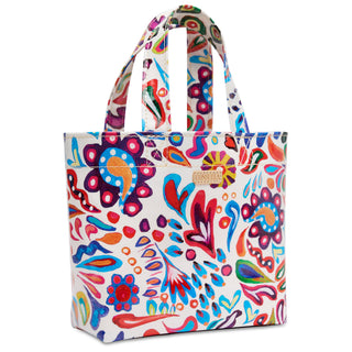 Consuela Grab N Go Mini tote in Bianca, white with colorful paisley floral print