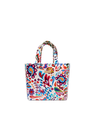 Consuela Grab N Go Mini tote bag in Bianca multicolor floral paisley print on white background