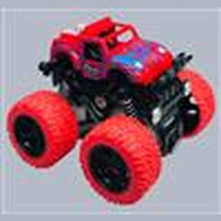 Toy monster truck with red and black design 