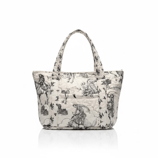 Birdie Linen Black Zipper Tote