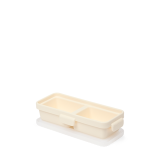 Bitty Bento Bogg bag insert in coconut cream color with two compartments, shown open