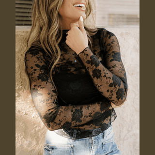 Indie & Co. | Women's Apparel Women's Tops Black Floral Lace Top