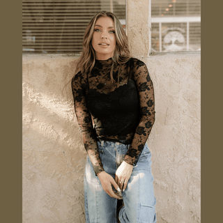 Indie & Co. | Women's Apparel Women's Tops Black Floral Lace Top