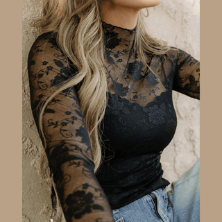 Indie & Co. | Women's Apparel Women's Tops Black Floral Lace Top