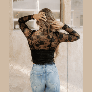 Indie & Co. | Women's Apparel Women's Tops Black Floral Lace Top