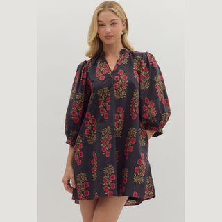 Entro Women’s Dresses Black Floral Midi Dress