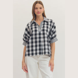 Black Gingham Top