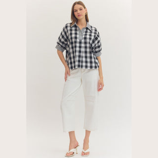 Black Gingham Top