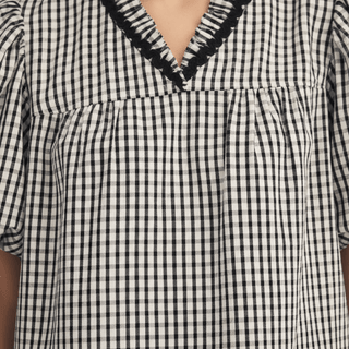 Black Gingham Top Close-Up
