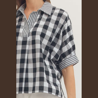 Black Gingham Top