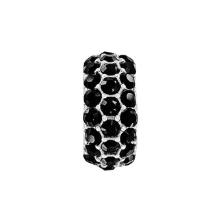 Brighton Black Glitter Spacer bead with pavé black crystals in silver setting