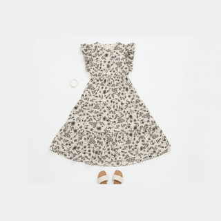 Black & Ivory Floral Tiered Dress