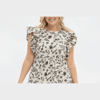 Black & Ivory Floral Tiered Dress