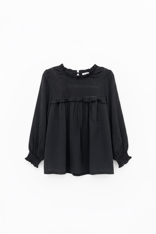 Black Lace Yoke Detail Top