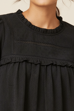 Black Lace Yoke Detail Top