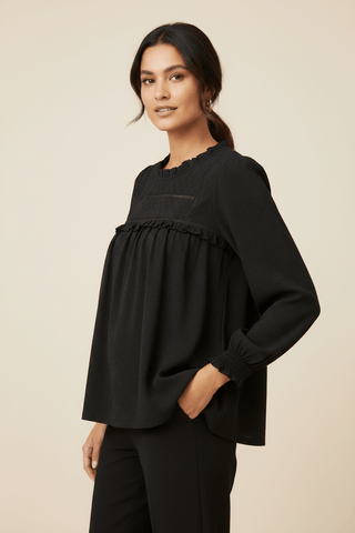 Black Lace Yoke Detail Top